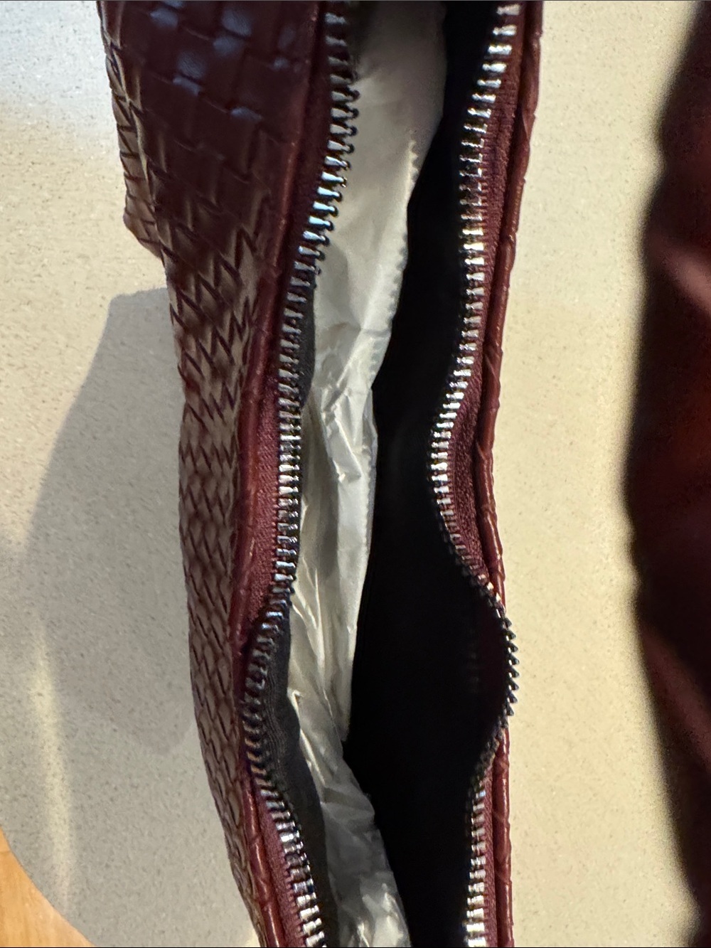 Braided Shoulder Hobo Bag in Burgundy by - Picture 4 of 4